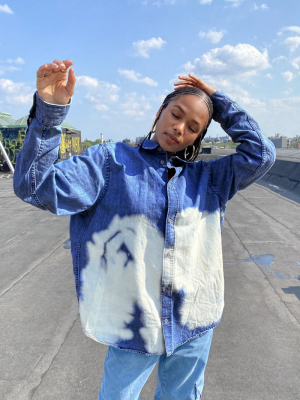 Urban Renewal Recycled Oversized Bleached Chambray Shirt
