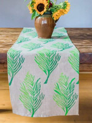 Linen Table Runner In Feather Ombré