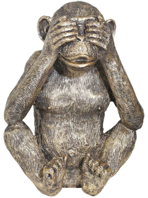 See No, Hear No, Speak No Evil Monkeys, Gold, Set Of 3