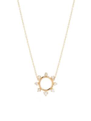 14k Prong Diamond Circle Necklace