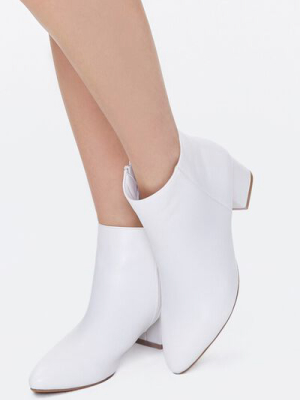 Faux Leather Block Heel Booties