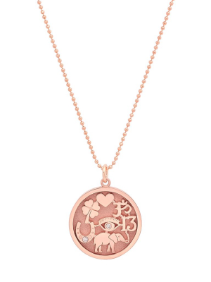 Good Luck Pendant Necklace - Rose Gold