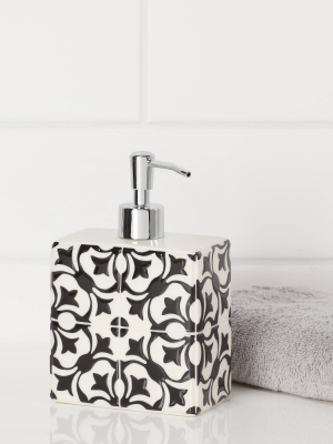 Mallorca Ceramic With Faux Mosaic Look Soap/lotion Dispenser White - Opalhouse™