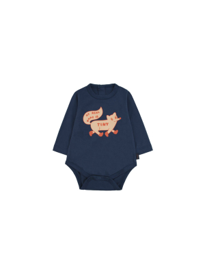 Tiny Cottons Tiny Fox Print Body - Light Navy/cappuccino