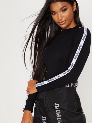 Prettylittlething Black Long Sleeve Bodysuit