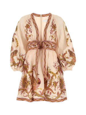 Zimmermann Cassia Plunge Bow Mini Dress