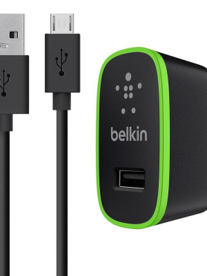 Belkin Universal 2.1a Home Charger With 4' Micro-usb Chargesync Cable - Black
