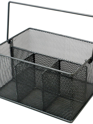 Sorbus Mesh Utensil And Napkin Holder Black