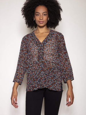 V-neck Blouse In Floral Print