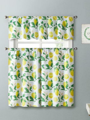 Kate Aurora Country Lemon Vine Complete 3 Pc. Kitchen Curtain Tier & Valance Set