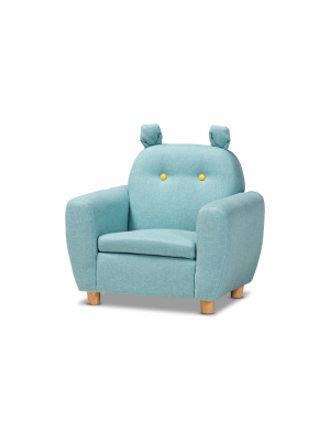 Kids' Gloria Fabric Upholstered Armchair With Animal Ears Blue - Baxton Studio