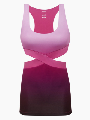 Mia Cut Out Sides Tank Top - Magenta Pink Ombre Print