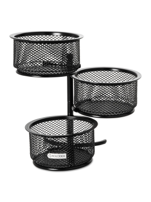Rolodex 3 Tier Wire Mesh Swivel Tower Paper Clip Holder 3 3/4 X 6 1/2 X 6 Black 62533