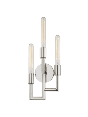 Angler 3 Light Wall Sconce Polished Nickel