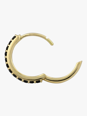 Single Gold Black Spinel Hinge Hoop