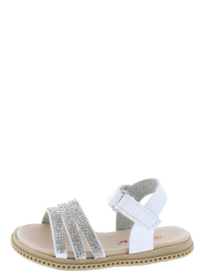 Holy39ka White Rhinestone Strappy Open Toe Infants Sandal