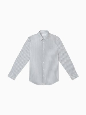 Slim Fit Stretch Cotton End-on-end Stripe Shirt