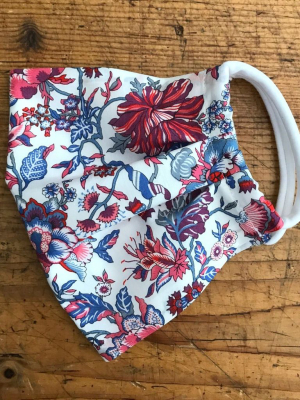 1 For 1 Program: Ladies Cotton Mask In Christelle Red And Blue Liberty London Print