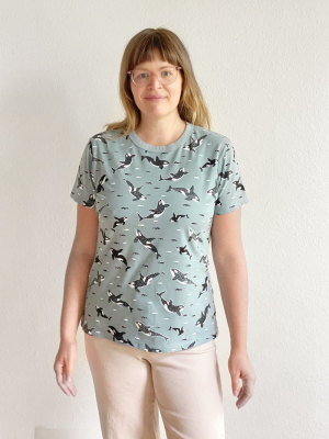 Taylor Tee - Sea Mist - Orcas Print