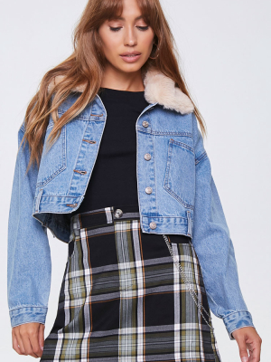 Faux Fur Collar Denim Jacket