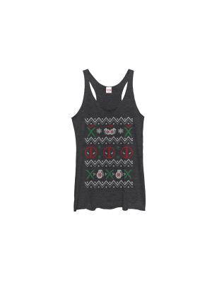 Women's Marvel Ugly Christmas Deadpool Racerback Tank Top