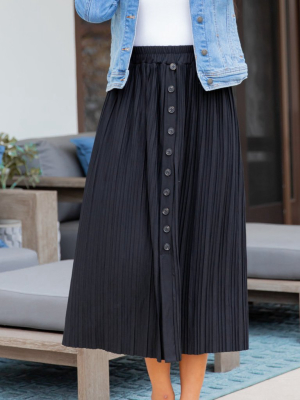 The Reed Pleated Skirt - Black