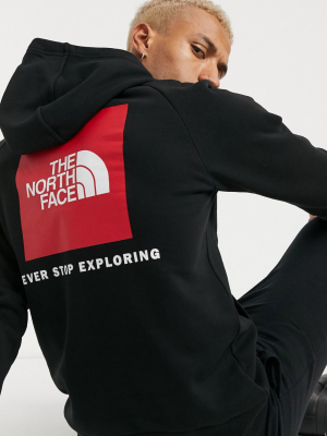 The North Face Raglan Red Box Hoodie In Black