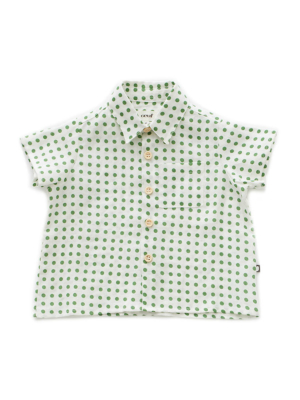 Oeuf Green Polka Dot Button Down