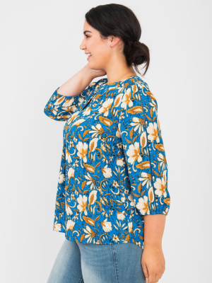 Everly Split-neck Blouse (plus Size)