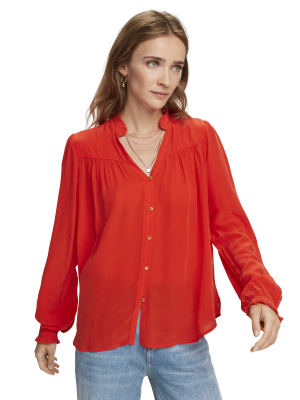 Feminine Long Sleeve Pleated Shirt