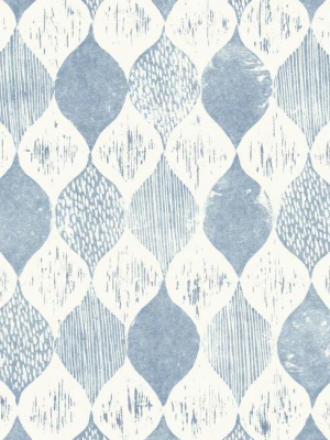 Woodblock Print Wallpaper In True Blue From Magnolia Home Vol. 2 By Joanna Gaines