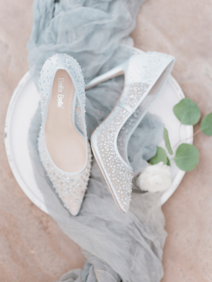 Something Blue Cinderella Wedding Heels / Blue Sequin Pumps For Evening Wear