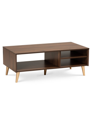 Landen Mid-century Modern Coffee Table Walnut/brown/gold - Baxton Studio