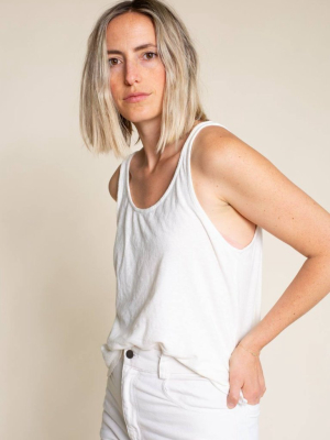 Washed White Cropped Tank