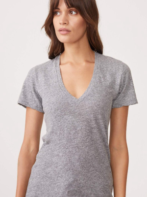 Textured Tri-blend Fitted V Neck Tee