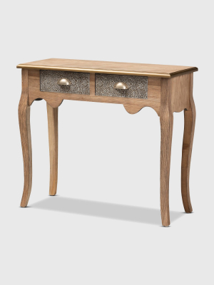 2 Drawer Clarice Natural Finished Wood And Metal Console Table Brown/gold - Baxton Studio