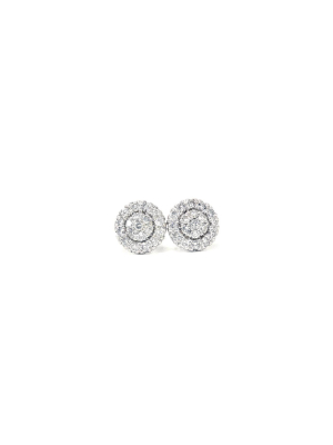 Pompeii3 7/8ct Pave Lab Created Diamond Studs 14k White Gold