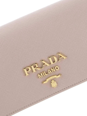 Prada Logo Plaque Chain Clutch Bag