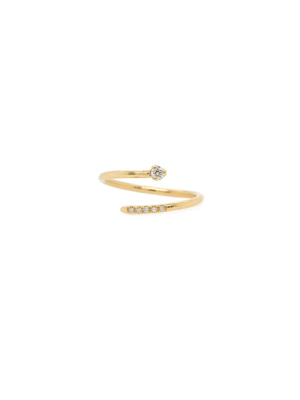 14k Pave And Prong Diamond Bypass Ring