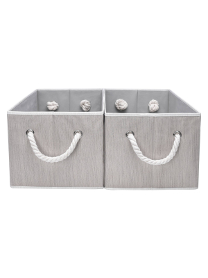 Storageworks Set Of 2 (34l) Rectangle Polyester Storage Bin With Cotton Rope Handles