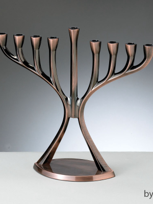 Rite Lite 9" Shiny Contemporary Hanukkah Menorah - Copper Brown