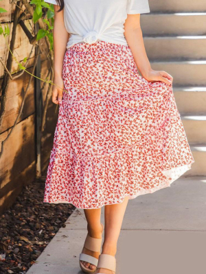 Amara Skirt - Small Red Floral