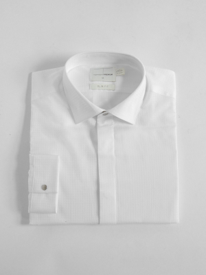 Premium White Stud Jacquard Slim Shirt