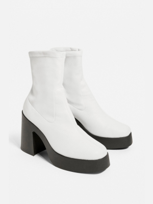 Uo Brink Platform White Sock Boot