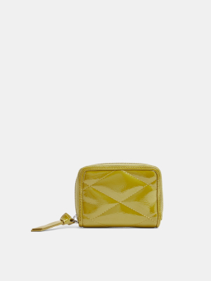 Olive Pu Wet Look Quilted Purse