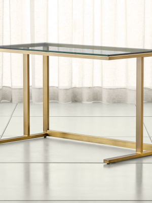 Pilsen Brass Desk With Glass Top