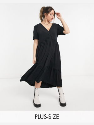 In The Style Plus X Jac Jossa Midi Smock Dress In Black