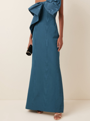 Bow-accented Moiré Gown