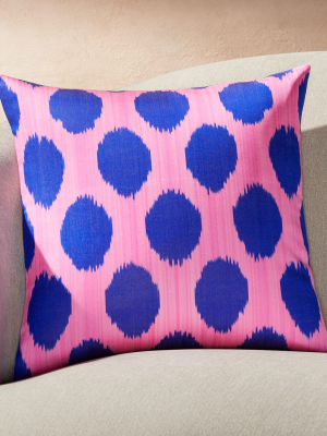 Silk Ikat Pillow Blue/pink 20"