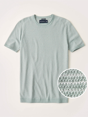 Pima Cotton Textural Knit Striped Tee